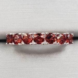 925 Sterling Silver Ring Red Garnet Ring Half Eternity Band Garnet Band